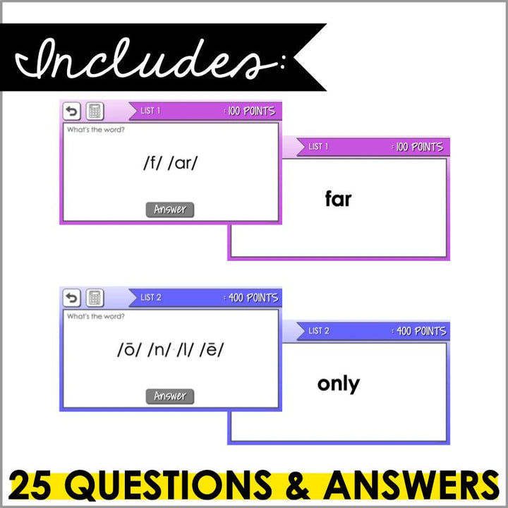Third Grade Sight Words Powerpoint Trivia Game | Phonemic Awareness Game - Teacher Jeanell
