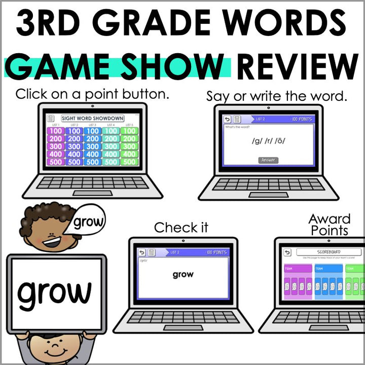 Third Grade Sight Words Powerpoint Trivia Game | Phonemic Awareness Game - Teacher Jeanell