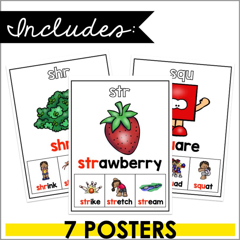 Three-Letter Blends Poster Set | Consonant Clusters - Teacher Jeanell