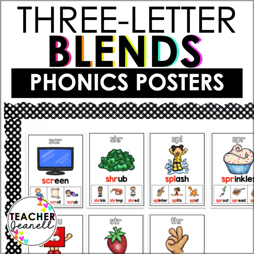 Three-Letter Blends Poster Set | Consonant Clusters - Teacher Jeanell