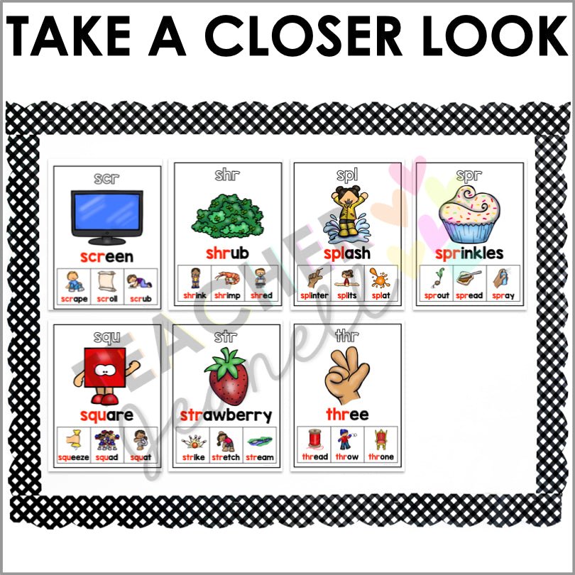 Three-Letter Blends Poster Set | Consonant Clusters - Teacher Jeanell