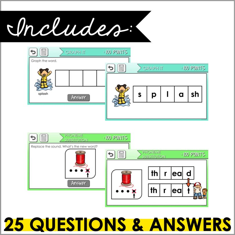 Three-Letter Blends Trigraphs Game Show | Phonemic Awareness Trivia - Teacher Jeanell