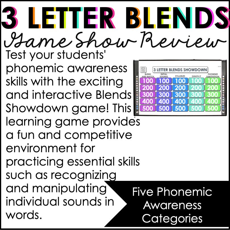 Three-Letter Blends Trigraphs Game Show | Phonemic Awareness Trivia - Teacher Jeanell