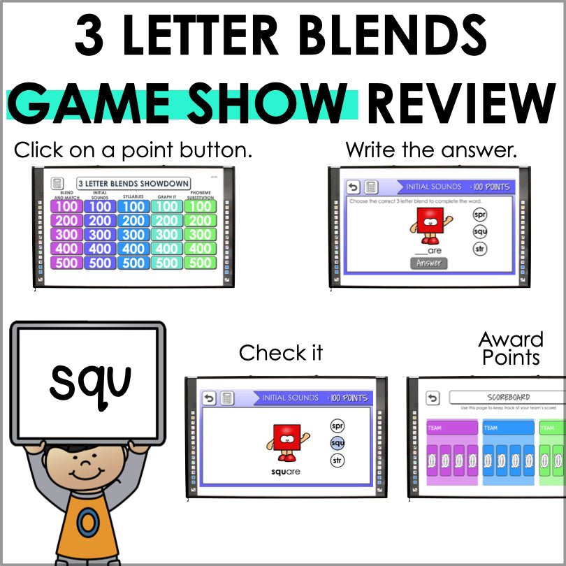 Three-Letter Blends Trigraphs Game Show | Phonemic Awareness Trivia - Teacher Jeanell