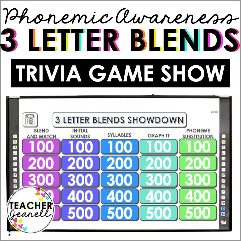 Three-Letter Blends Trigraphs Game Show | Phonemic Awareness Trivia - Teacher Jeanell