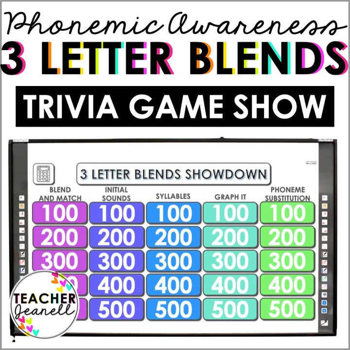 Three-Letter Blends Trigraphs Game Show | Phonemic Awareness Trivia - Teacher Jeanell