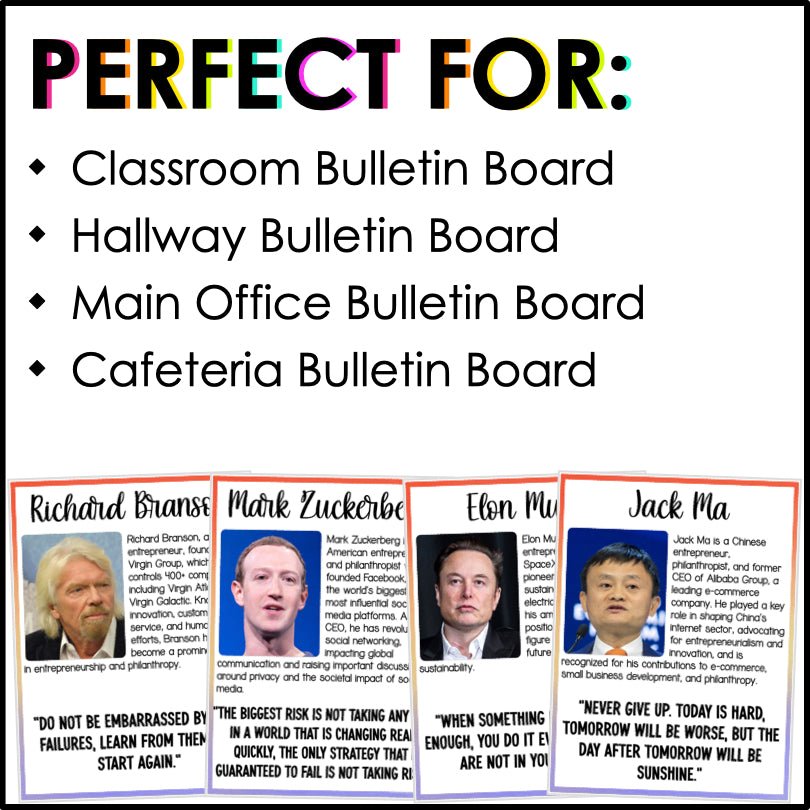 Trailblazing Entrepreneurs and Business Leaders Posters and Bulletin Board Display - Teacher Jeanell
