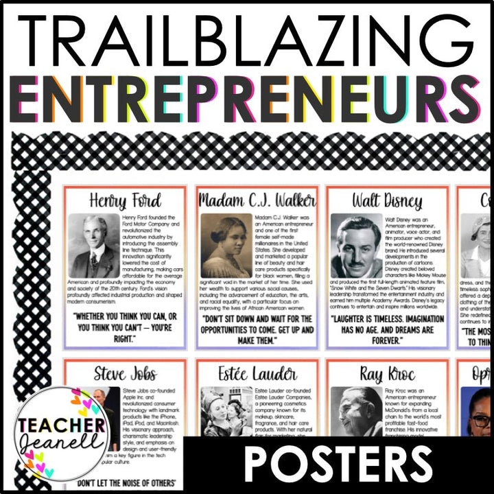 Trailblazing Entrepreneurs and Business Leaders Posters and Bulletin Board Display - Teacher Jeanell