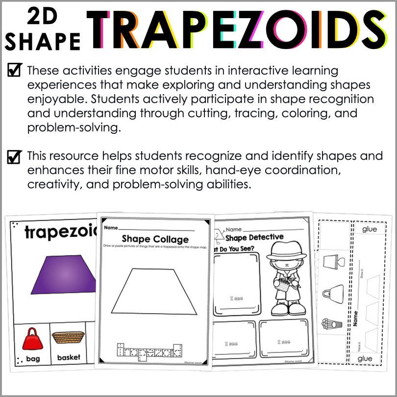Trapezoid | 2D Shapes Worksheets | Shape Recognition - Teacher Jeanell