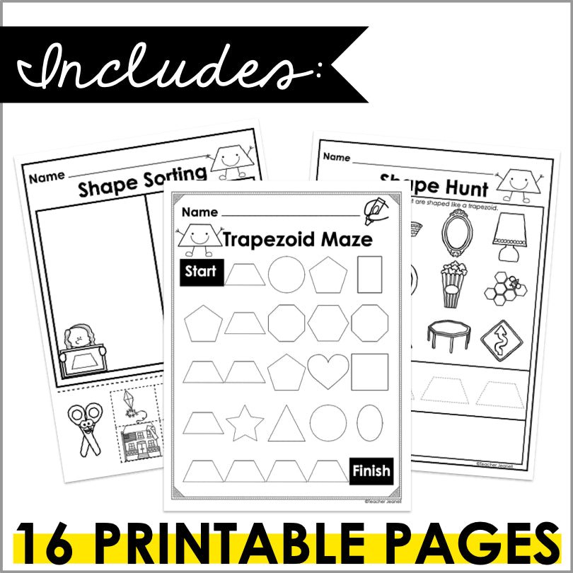 Trapezoid | 2D Shapes Worksheets | Shape Recognition - Teacher Jeanell