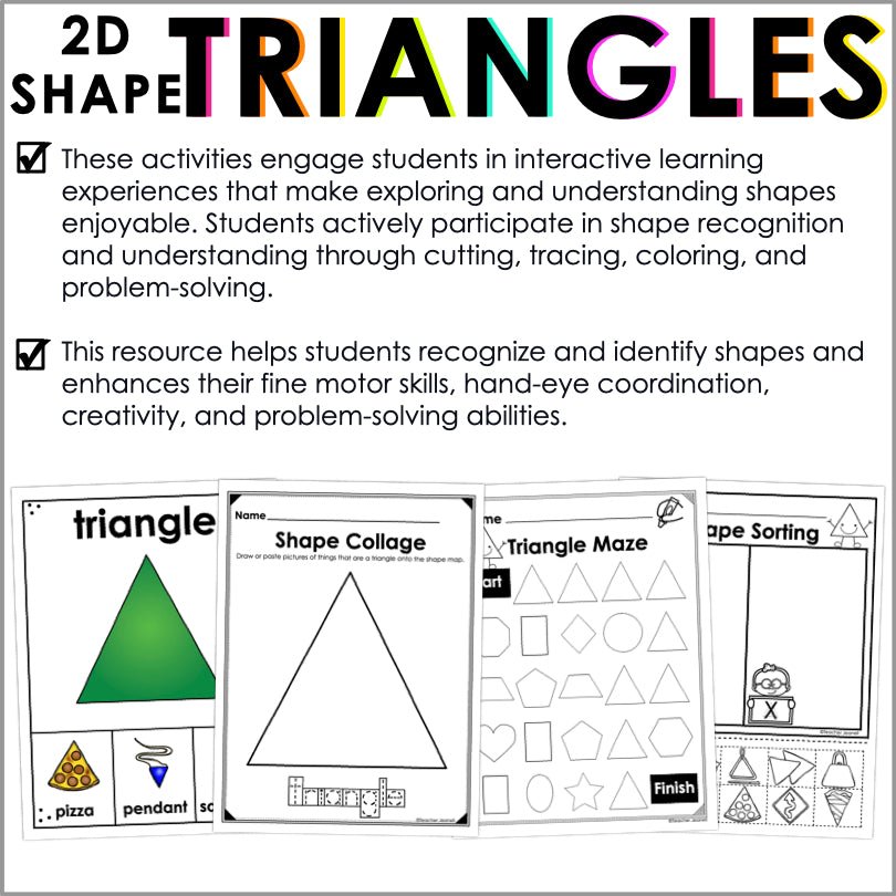 Triangle | 2D Shapes Worksheets | Shape Recognition - Teacher Jeanell