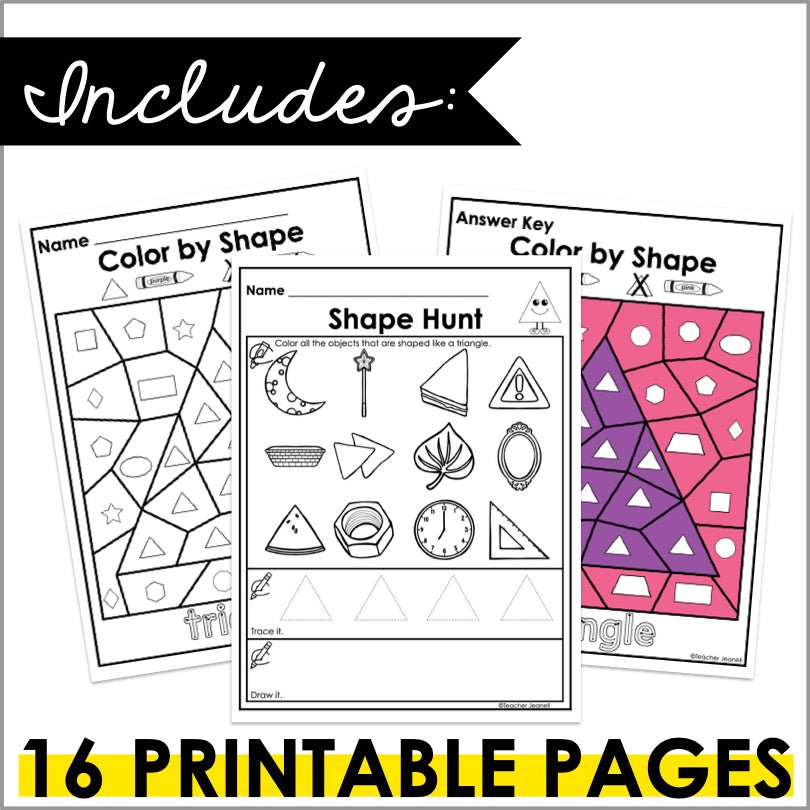 Triangle | 2D Shapes Worksheets | Shape Recognition - Teacher Jeanell