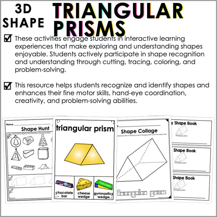 Triangular Prism | 3D Shapes Worksheets | Shape Recognition Activities - Teacher Jeanell