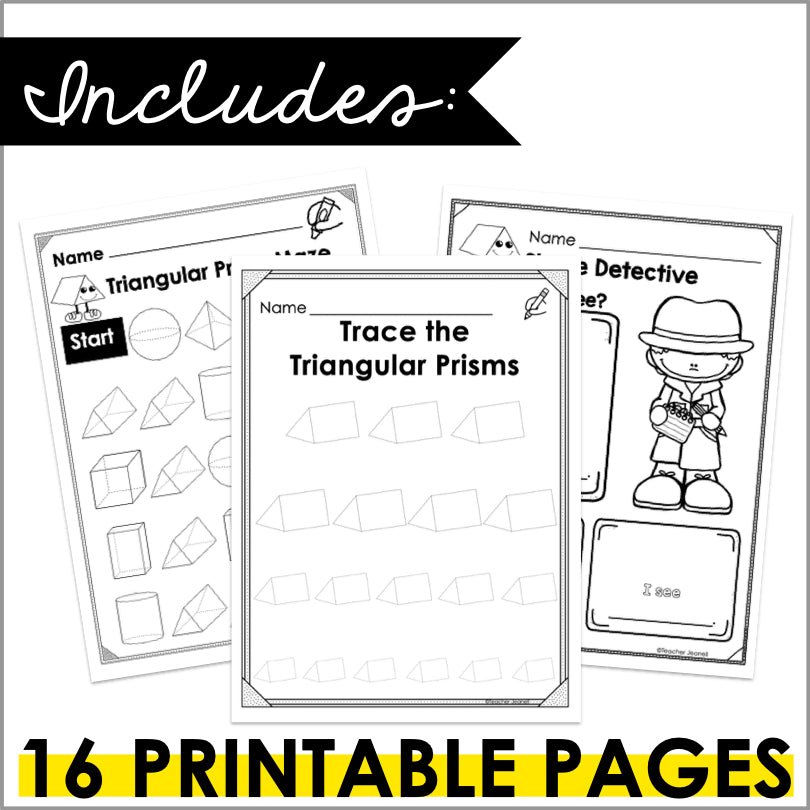 Triangular Prism | 3D Shapes Worksheets | Shape Recognition Activities - Teacher Jeanell