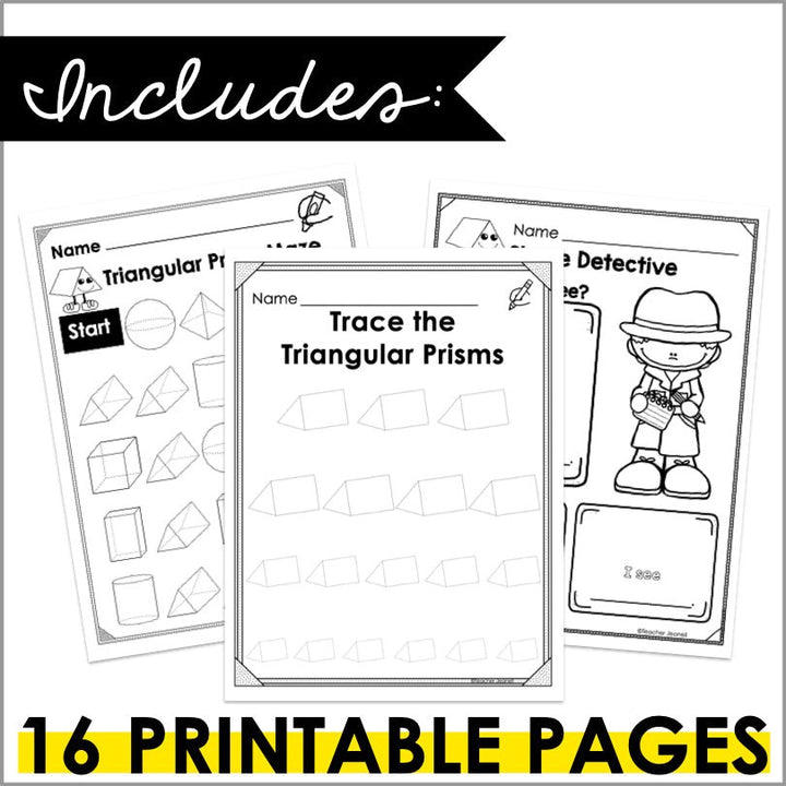 Triangular Prism | 3D Shapes Worksheets | Shape Recognition Activities - Teacher Jeanell