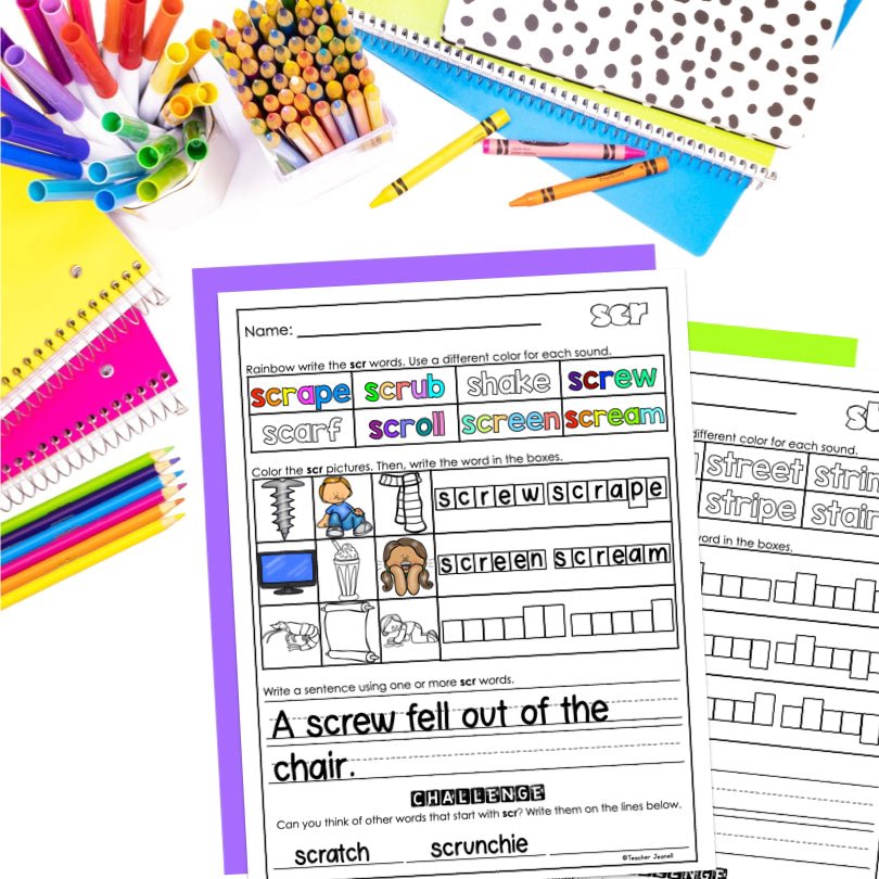 Trigraphs 3-Letter Blends Worksheets - Teacher Jeanell
