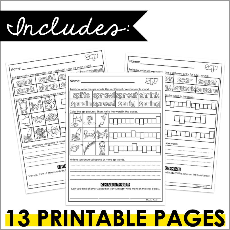 Trigraphs 3-Letter Blends Worksheets - Teacher Jeanell
