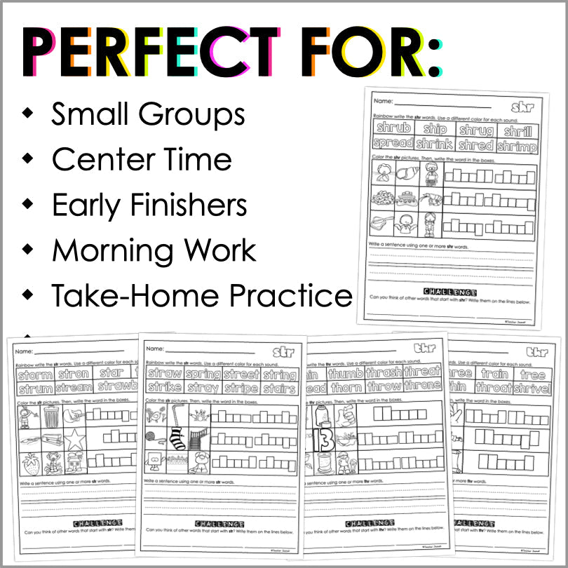 Trigraphs 3-Letter Blends Worksheets - Teacher Jeanell
