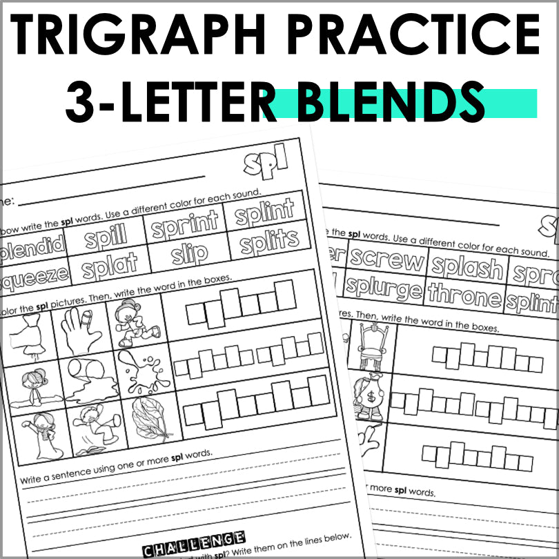 Trigraphs 3-Letter Blends Worksheets - Teacher Jeanell