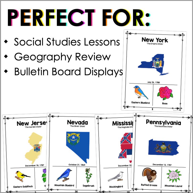 United States 50 States Posters - Teacher Jeanell