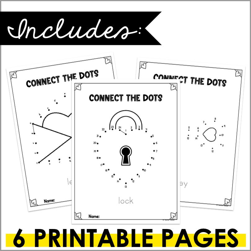 Valentine's Day Dot to Dot Puzzles - Valentine's Day Connect the Dots Printable - Teacher Jeanell