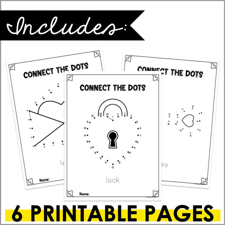 Valentine's Day Dot to Dot Puzzles - Valentine's Day Connect the Dots Printable - Teacher Jeanell