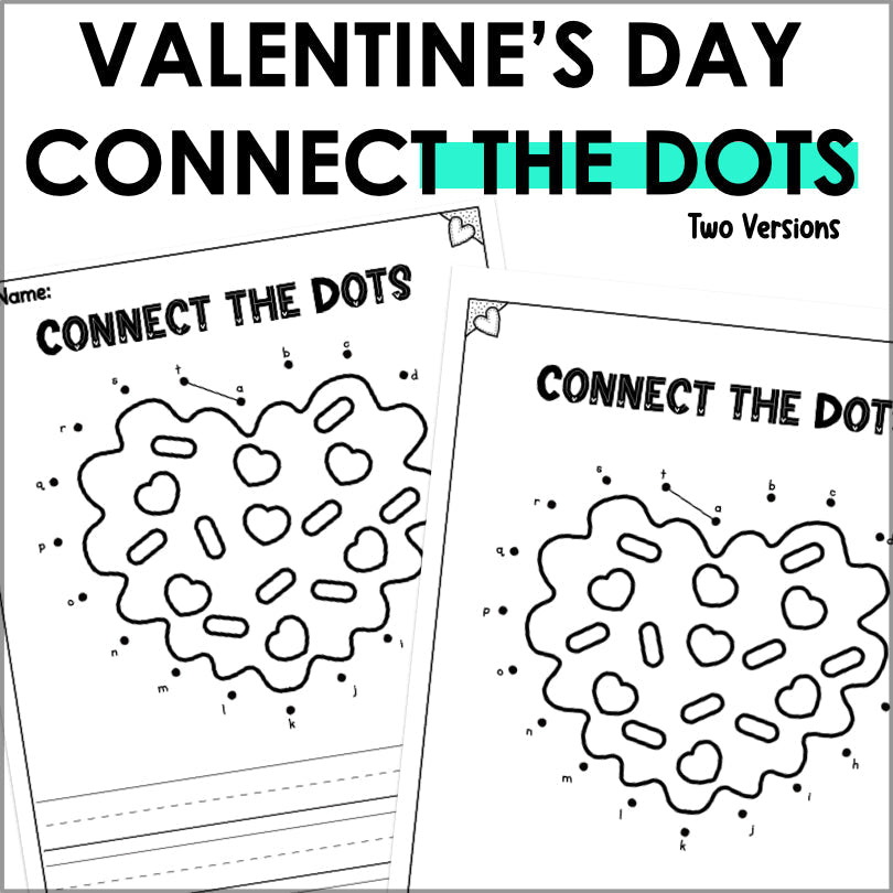 Valentine's Day Dot to Dot Puzzles - Valentine's Day Connect the Dots Printable - Teacher Jeanell