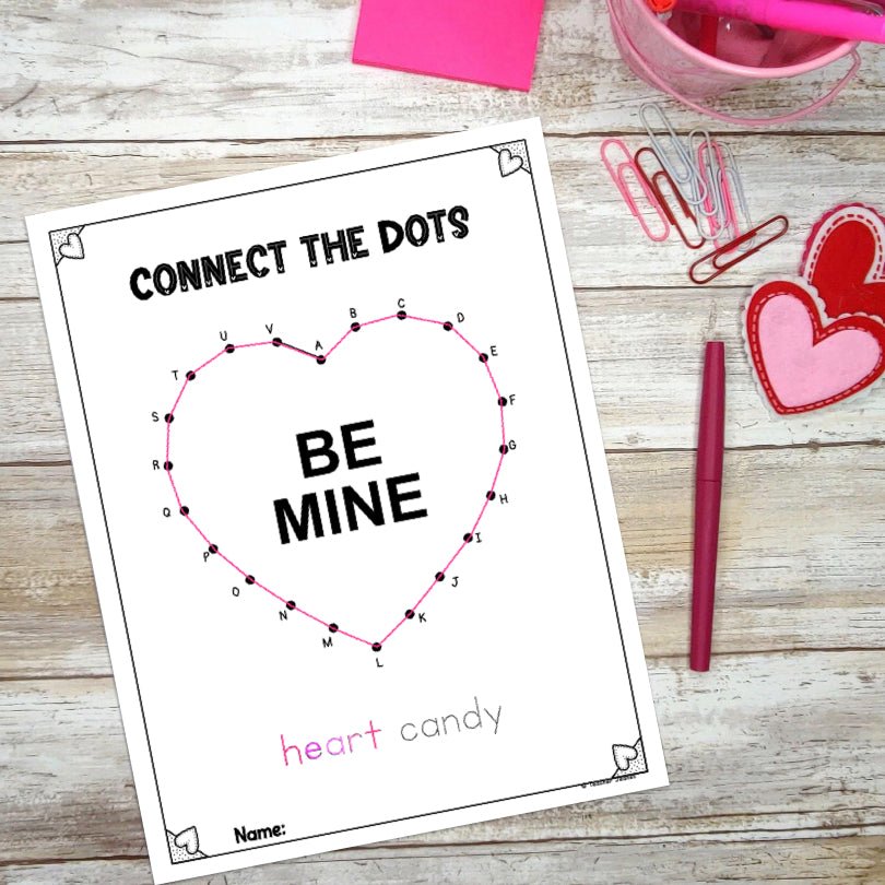 Valentine's Day Dot to Dot Puzzles - Valentine's Day Connect the Dots Printable - Teacher Jeanell