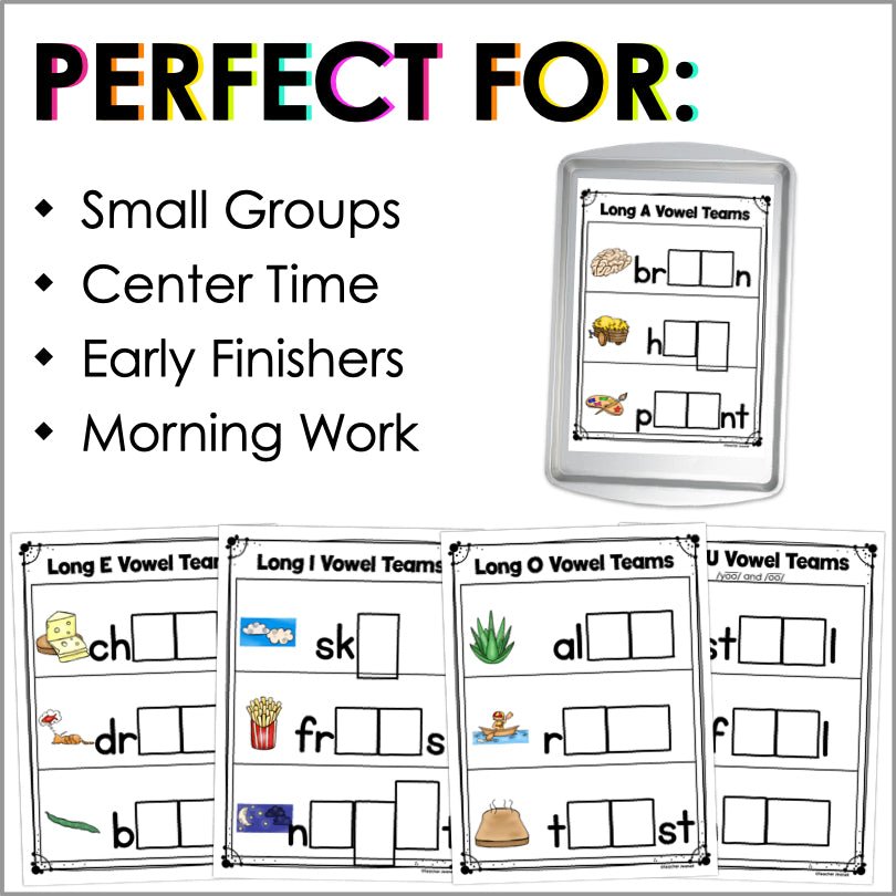 Vowel Teams Magnetic Letter Activities | Long Vowels Center - Teacher Jeanell