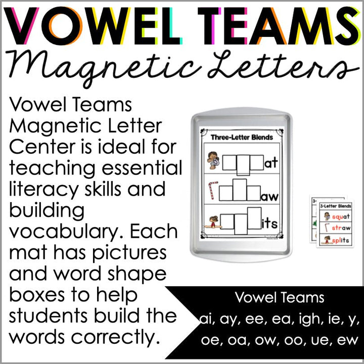 Vowel Teams Magnetic Letter Activities | Long Vowels Center - Teacher Jeanell