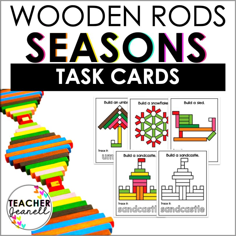 Wooden Rods Task Cards Seasons - Teacher Jeanell