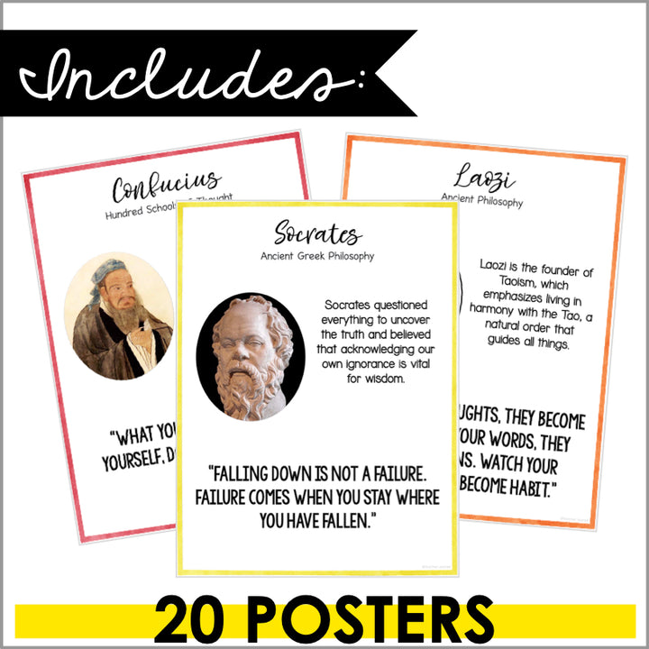 Thinkers and Philosophers Bulletin Board Poster Set - Philosophy Posters