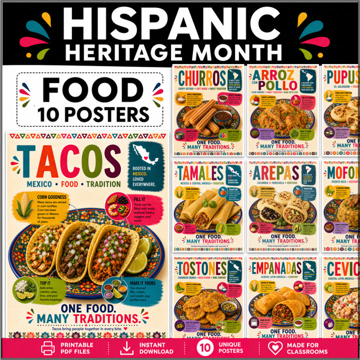 Hispanic Heritage Month Food Posters | 10 Printable Classroom Posters