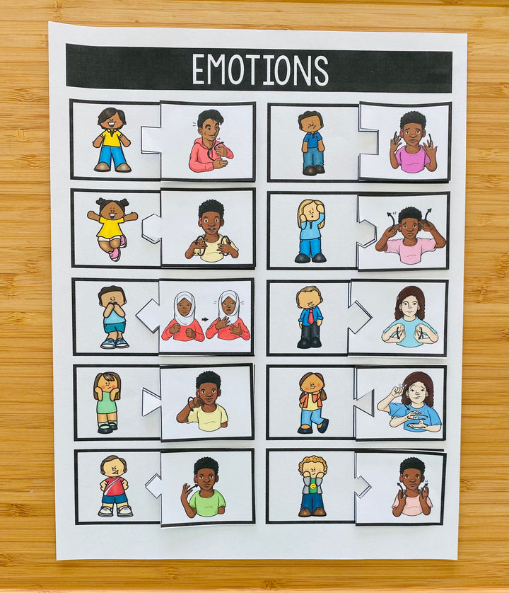 ASL Feelings and Emotions File Folder Activity