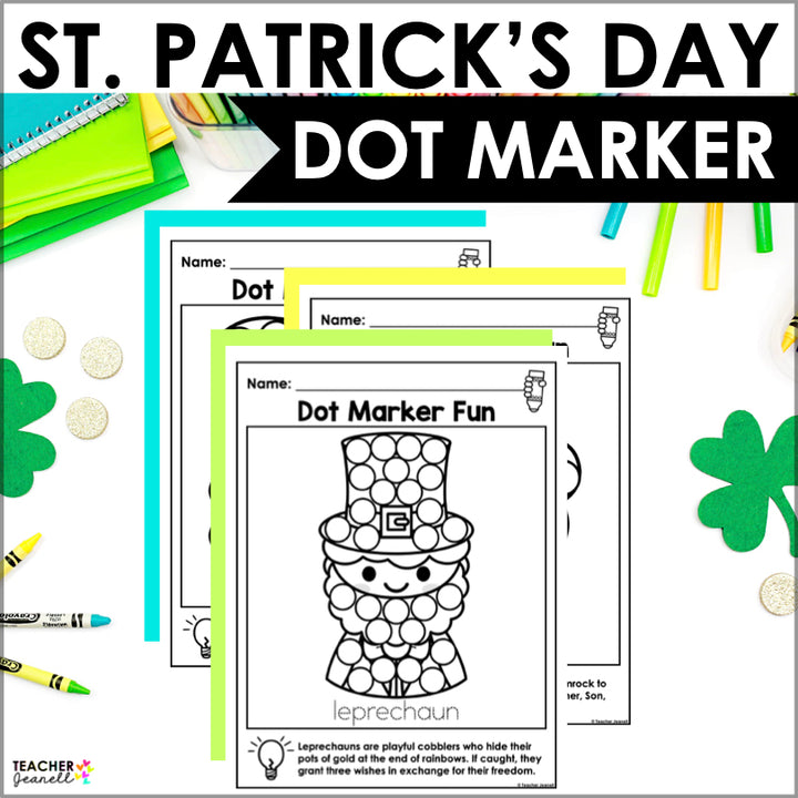 St. Patrick's Day Dot Marker Activity Sheets | Fine Motor Activities