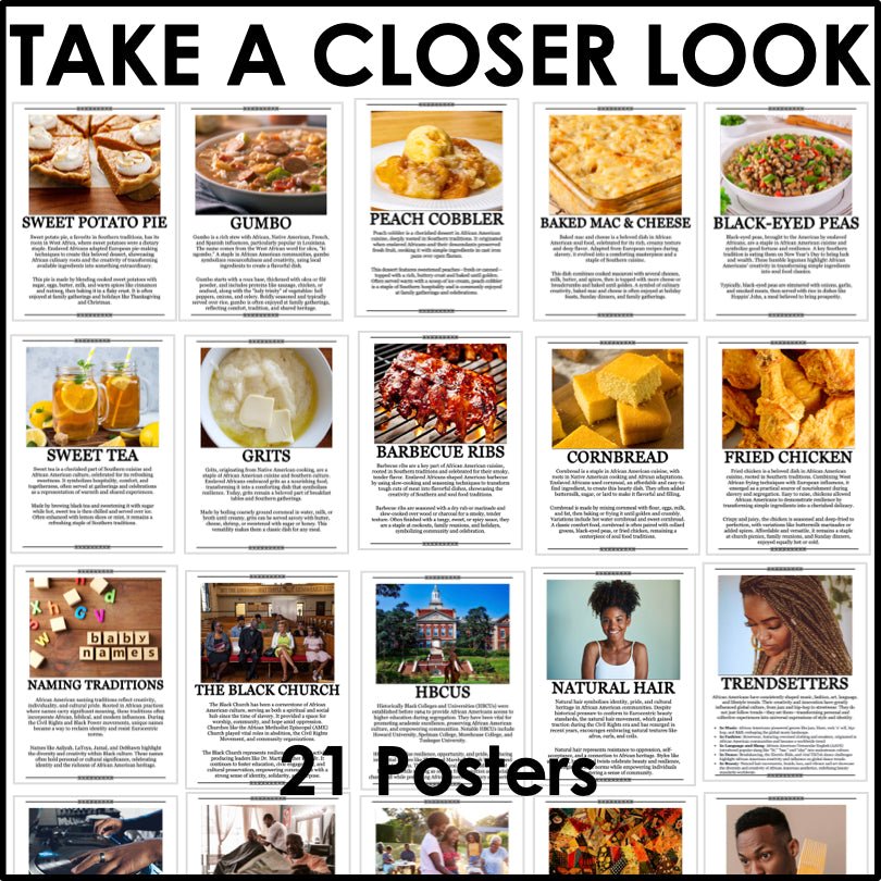African American Heritage Food and Culture | Black History Month Bulletin Board Posters - Teacher Jeanell