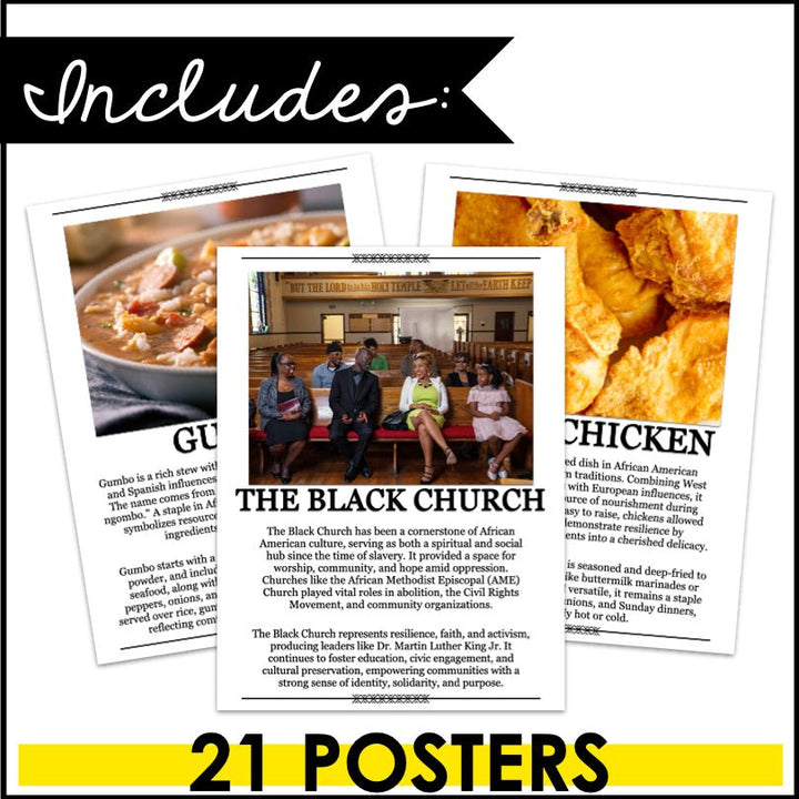 African American Heritage Food and Culture | Black History Month Bulletin Board Posters - Teacher Jeanell