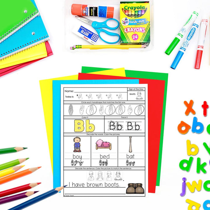 ASL Alphabet, Numbers, Colors, and Shapes Practice Bundle | Primary Student Worksheets - Teacher Jeanell