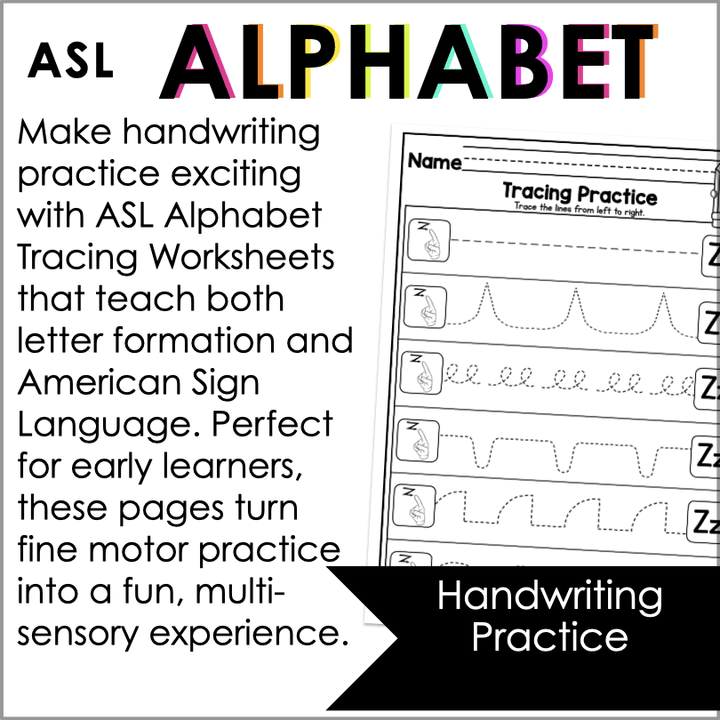 ASL Alphabet Tracing Worksheets | Build Letter Skills & ASL Mastery - Teacher Jeanell