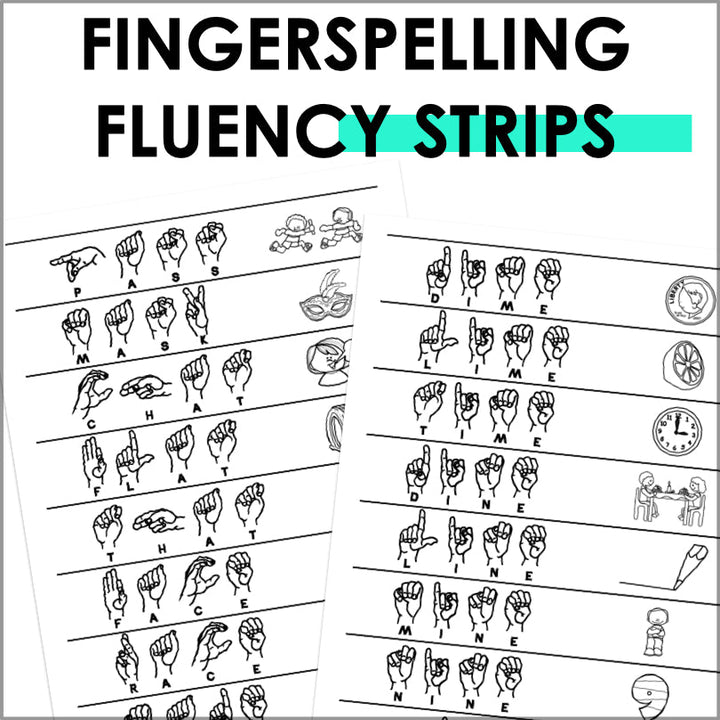 ASL Fingerspelling Fluency Strips for Three, Four, and Five Letter Words - Teacher Jeanell