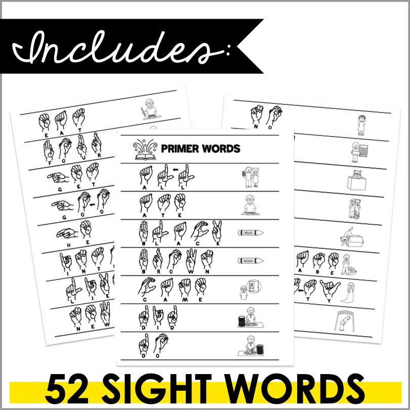 ASL Fingerspelling Sight Word Strips: Learn American Sign Language Easily (Primer) - Teacher Jeanell