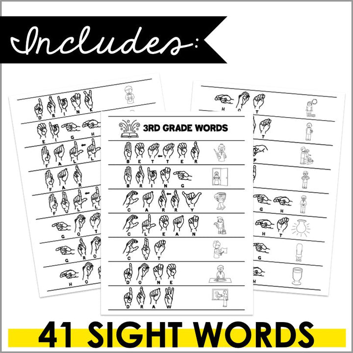ASL Fingerspelling Sight Word Strips: Learn American Sign Language Easily (Third Grade) - Teacher Jeanell
