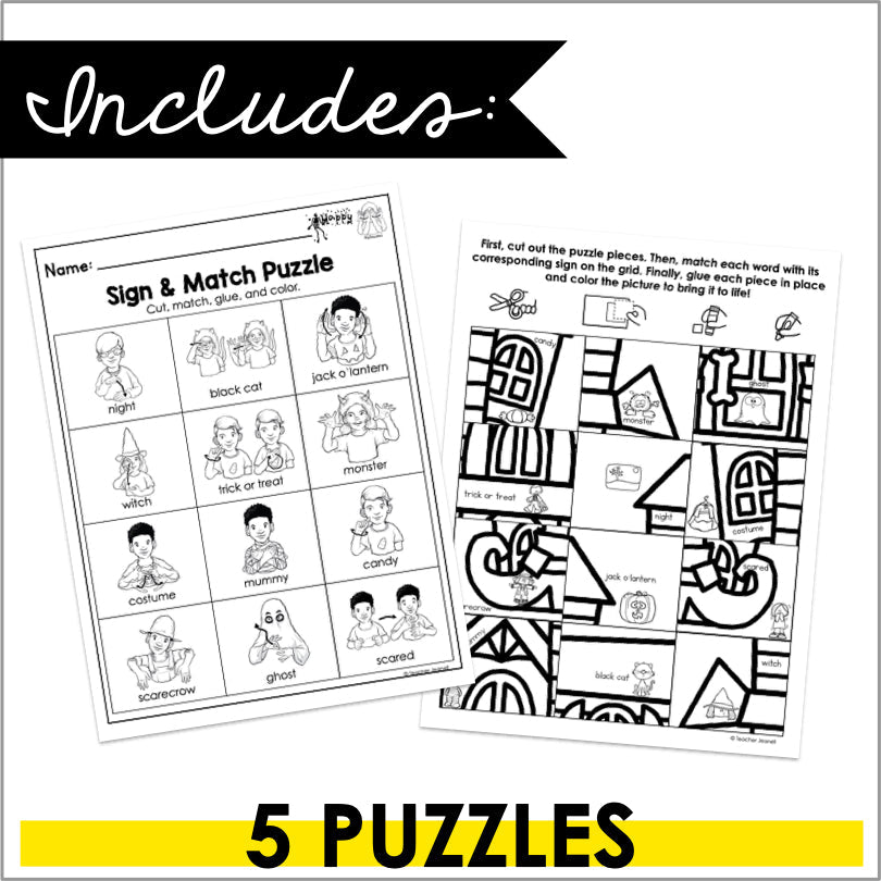 ASL Halloween Puzzles - Teacher Jeanell