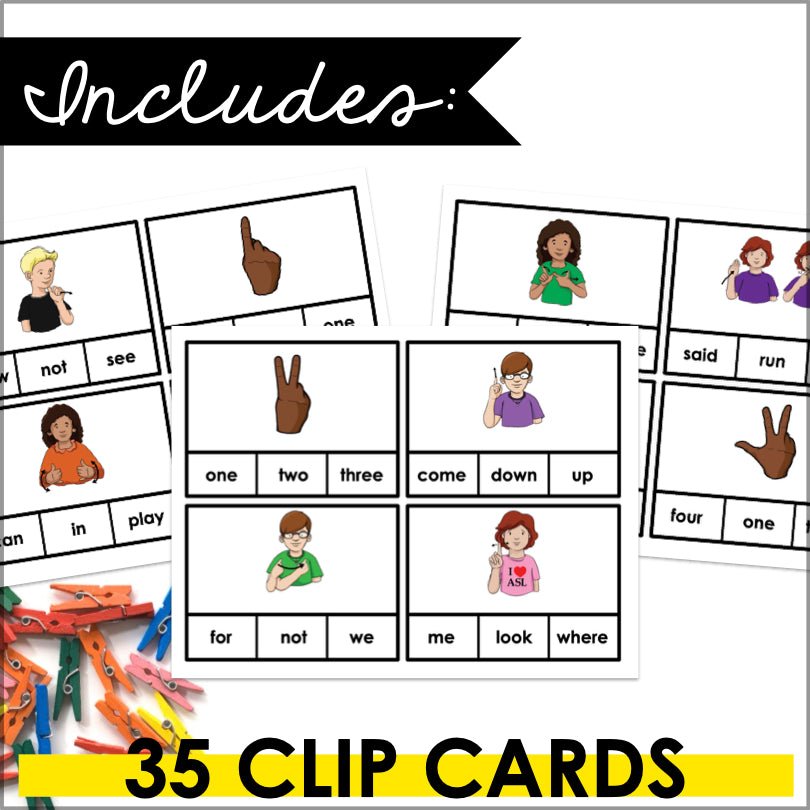 ASL Pre - Primer Sight Words Clip Cards - Teacher Jeanell