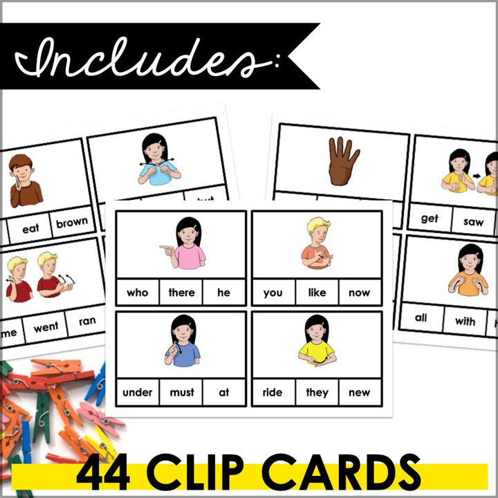 ASL Primer Sight Words Clip Cards - Teacher Jeanell