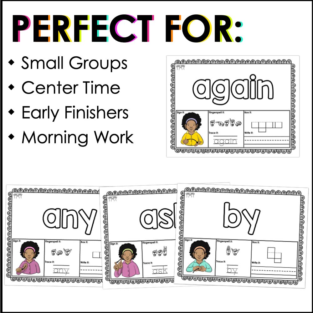 ASL Sight Word Playdough Mats for First Grade - Teacher Jeanell