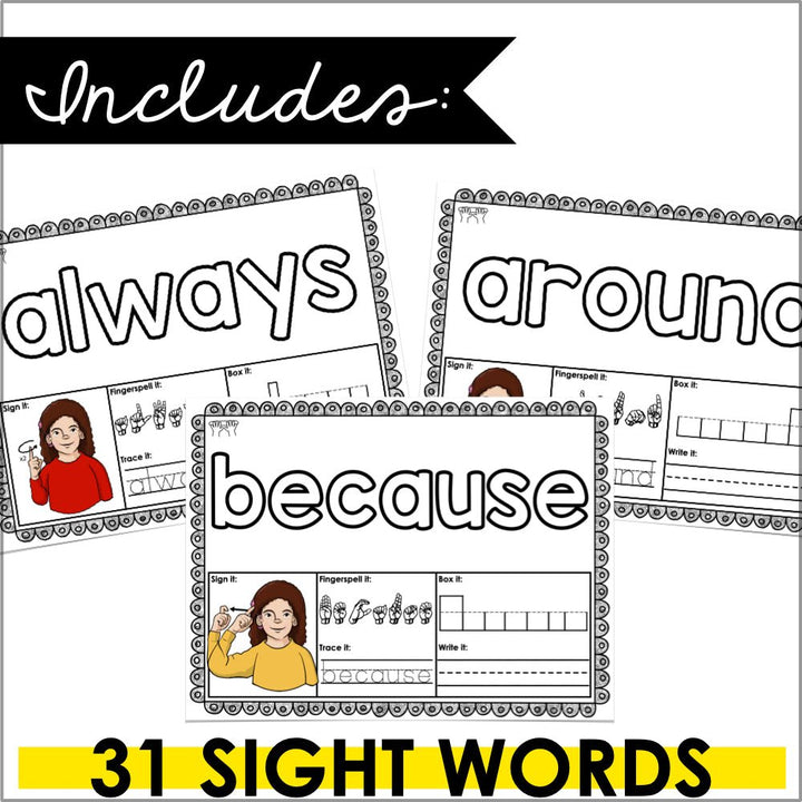 ASL Sight Word Playdough Mats for Second Grade - Teacher Jeanell