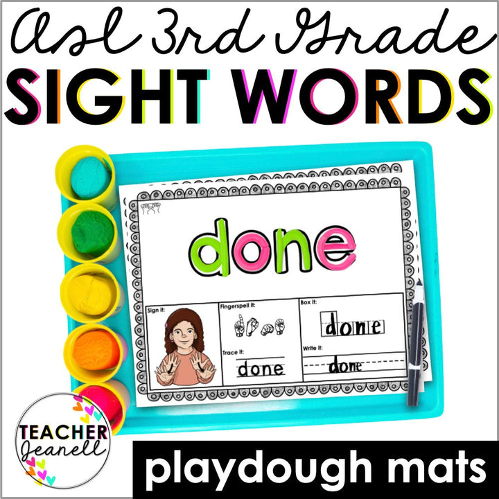 ASL Sight Word Playdough Mats for Third Grade - Teacher Jeanell