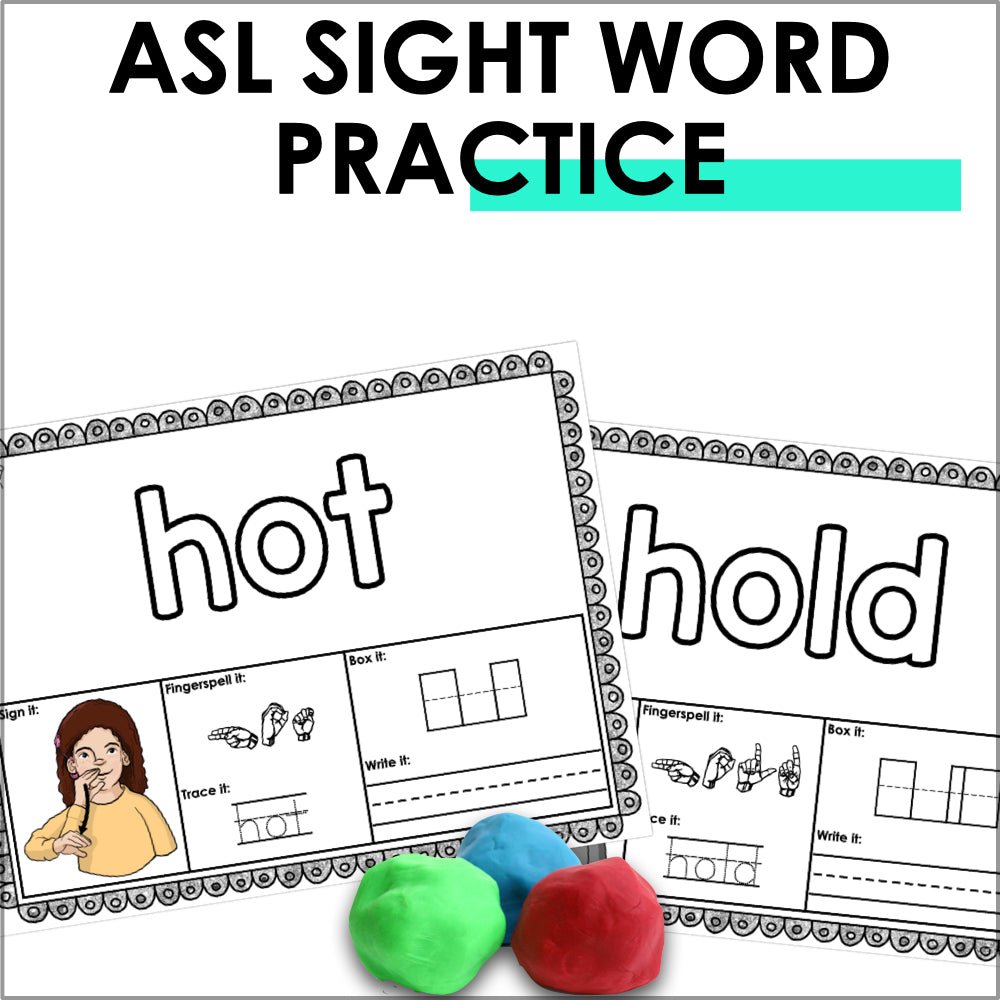 Third Asl ASL Sight Word Playdough Mats Third Grade for Literacy and Sign ...