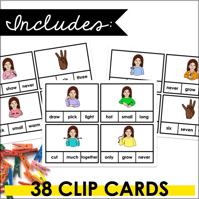 ASL Third Grade Sight Words Clip Cards: Interactive Sign Language Activity - Teacher Jeanell